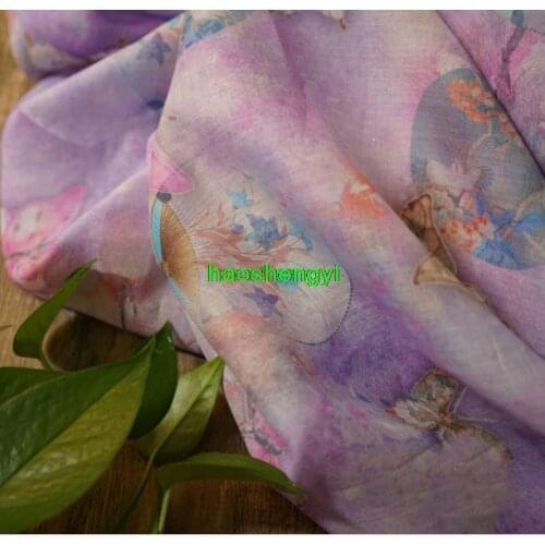 High-end original designer floral ramie printing garment fabric