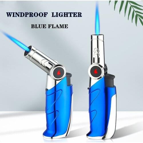 Elbow Foldable Airbrush Lighter Blue Flame Windproof Lighter Butane Turbo Lgniter Cigar Tube Kitchen Outdoor Lighter