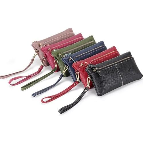 Women Genuine Leather Wallets Lady Wristlet Handbags Long Money Phone Bag Zipper Coin Purse Female Clutch Woman Wallet Burse