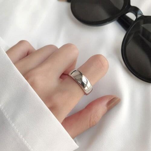 TIMEONLY Simple Wide Metal Open Rings Forefinger Adjustable Charms Ring for Women Female Valentine Day Accessories Korean Style