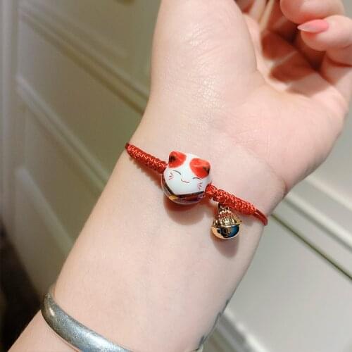 Fashion Handmade Colorful Rope Lucky Cat Adjustable Charm Bracelet For Women Girls Birthday Gifts Sweet Tassel Bangles Femme
