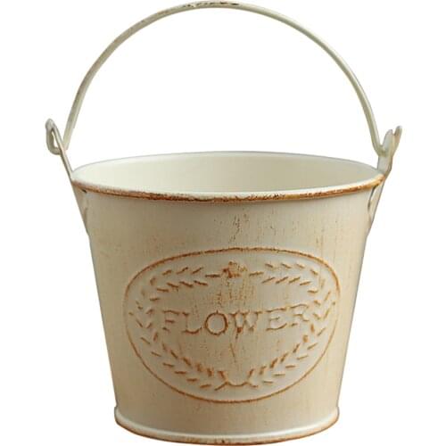 1PC Metal Fashion Shabby Iron Flowerpot Storage Container for Hotel Flower Shop Home Decoration