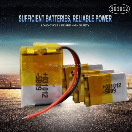 10pcs 30mAh 3.7V 301012 lithium polymer lipo rechargeable battery for GPS MP3 MP4 PAD DVD DIY bluetooth headphone speaker phone
