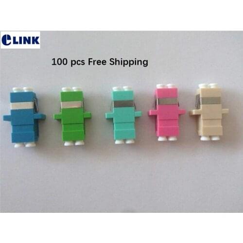 100pcs LC fiber adapter duplex blue gray green aqua Pink SM MM OM3 OM4 APC LC DX optical connector ftth coupler two part 0.2dB