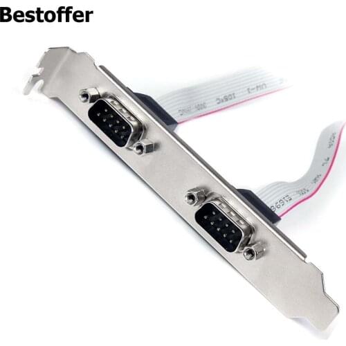 2 Port 16in DB9 Serial Port Bracket to 10 Pin Header 0.28m