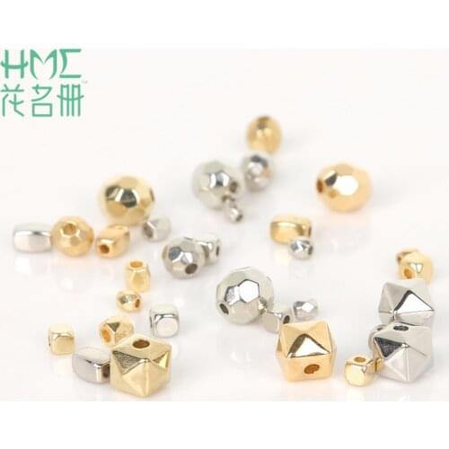 3/4/6/8mm 100-500pcs Plastic Beads Loose Spacer CCB Beads Gold/Rhodium Plated Beads For Jewelry Making DIY Jewelry Findings