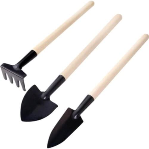 3 Pcs/set Maintenance Wooden Handle Plant Soil Shovels Gardening Tools Mini Spade Shovel Harrow Flowerpot Potted Plants Tools