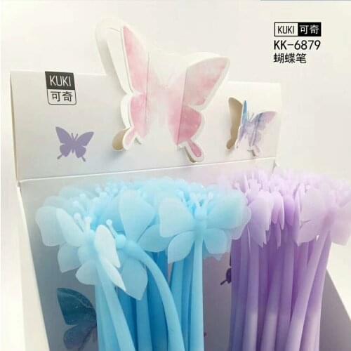 48pcs Creative Stationery Student Pen Color Butterfly Gel Pen 0.5mm Full Needle Black Ink Pen School Supplies Office Supplies