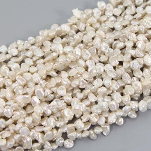 5 Strands/Pack White Freshwater Keshi Pearl Strands 7-10mm Baroque White Reborn Keshi Pearls for DIY Jewelry Making LPS0008