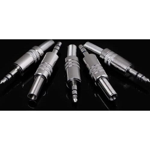 5 Pcs Metal 3.5mm 2 Ring 3P Stereo Jack Plug Cable Solder Adapter Terminal w/Spring R9UA