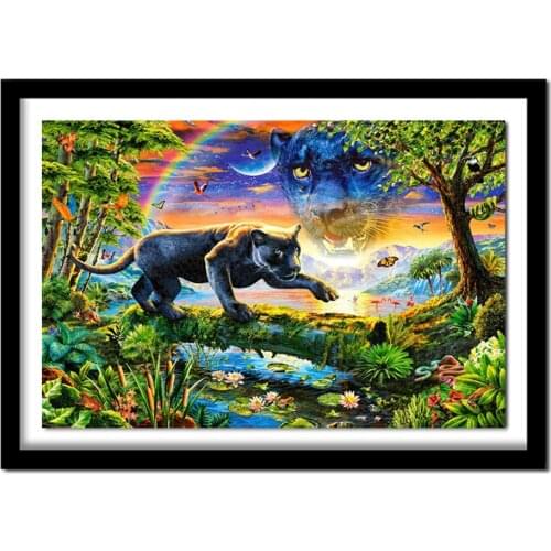 5d diamond cross stitch diamond embroidery rainbow black panther full square diamond painting needlework D200