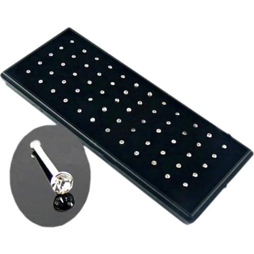 60 Pcs Cute Girl Medical Stainless Steel Nose Ring Crystal Piercing Stud For Women Indian Body Jewelry Female Wedding Party Gift