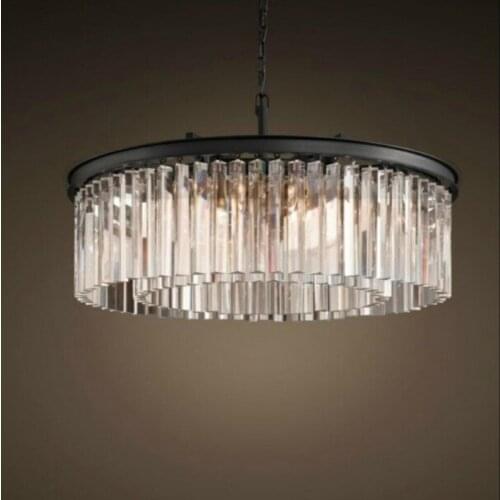 American glass crystal tube hanging pendant light lamp LED round circular living sitting dinning retro ceiling lamp ZM1116