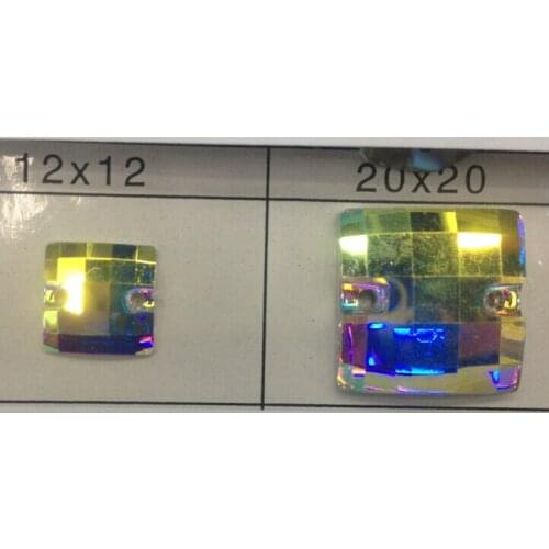 Free shipping~! 100~1000pcs/Lot,12mm 20mm Square shape crystal AB color Flat Back Sew On Resin stones .500pcs/Lot
