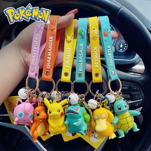 Pokemon Figure Keychain Pikachu Psyduck Charmander Bulbasaur Squirtle Bag Ornaments Christmas Gift