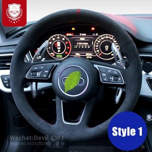 For Audi hand-stitched steering wheel cover suitable for A4 Q5 A6 A5 A3 Q7 A8 Alcantara suede Leathe Grip Cover car accessories