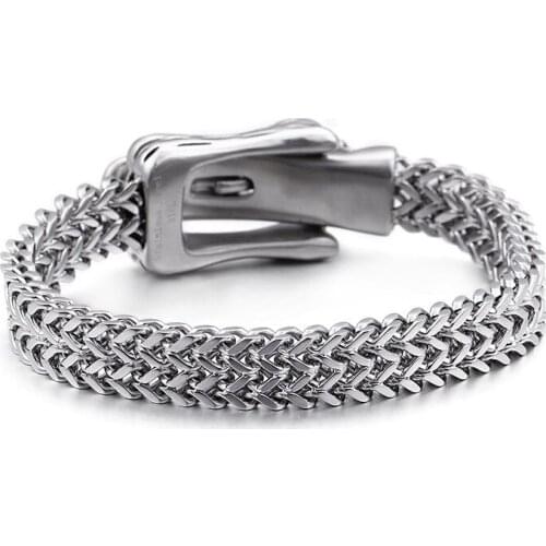 European and American retro fashion personality belt buckle bracelet stainless steel punk bracelet jewelry