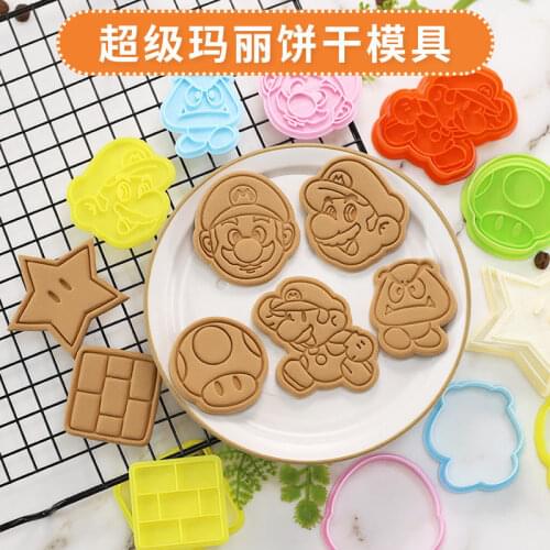Super Mario Mushroom Cartoon PVC Biscuit Mold Household Childrens DIY Cookies 3D Press Baking Tool Christmas Birthday Gift