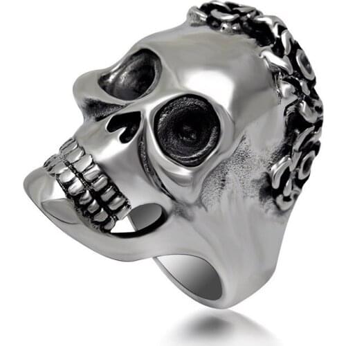 Personality Skull Head Ring Arrogance Man Rock Ring Titanium Steel Index Finger Ring Punk Ornaments Male Jewelry 2019