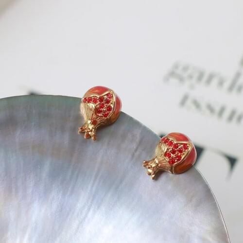 Personalized interesting three-dimensional exquisite enamel color glaze pomegranate shape Fashion Earrings girls