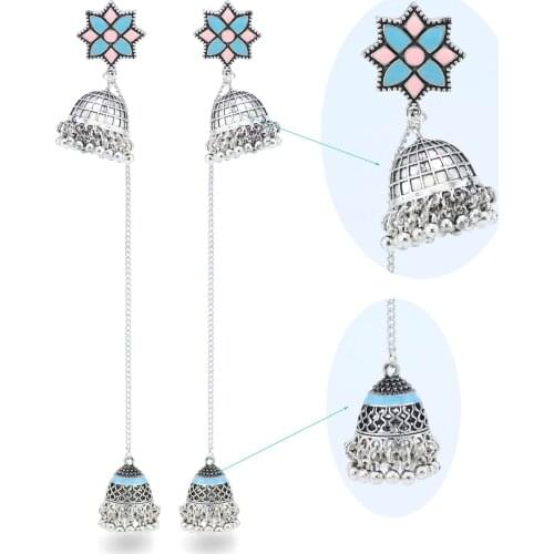 Exaggerated Long Tassel Earrings for Women Bohemian Drop Earring Carved Flower Dance Wear Indian Gypsy Afghan Party Jewelry Gift