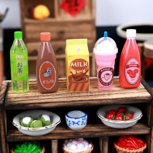 Dollhouse Mini Drink Milk Tea Bottle Food Play Model Shoot Props Children Play Toys for Dollhouse Decorative Accessories