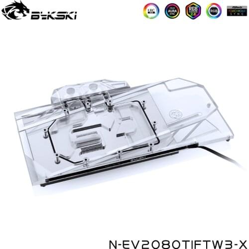 Bykski GPU Cooler For EVGA RTX2080TI FTW3, VGA Block Water Cooling Block 5v 3pin/12v 4pin Sync Light,N-EV2080TIFTW3-X