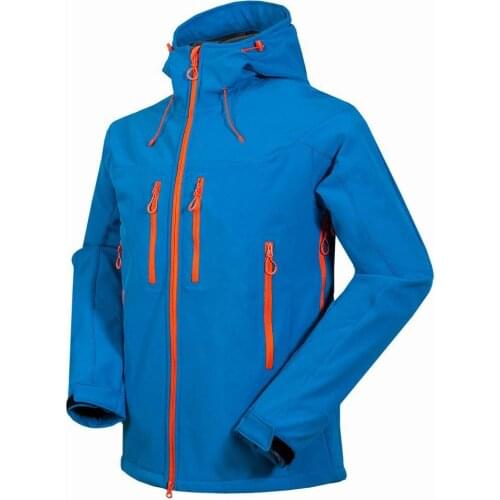 2019 Winter outdoor Mens Soft shell jacket Windproof Waterproof Hiking camping zipper jacket Thick Trekking Ski Fleece coat