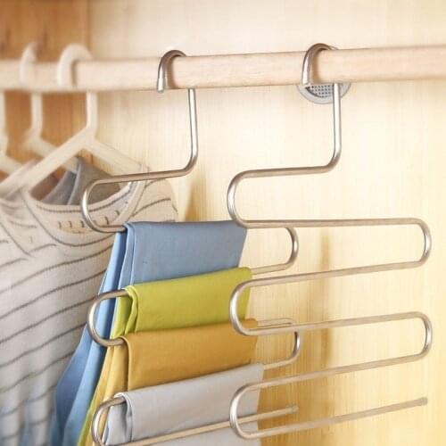 Multifunction Pants Closet Belt Holder Rack S-type Foldable Wardrobe Hanging Bags Socks Organizer