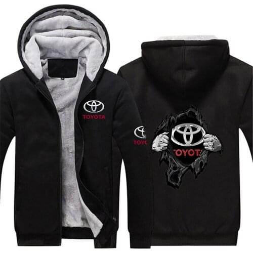 Toyota Mens Casual Winter Thickened Warm Coat 2021 New Casual Zipper Hooded Fleece Long Sleeve Jacket Male Solid Color Parkas