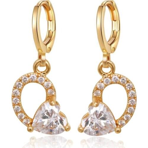 MxGxFam Lead and Nickel Free 18 k Yellow Gold-Color Heart Love Drop Earrings Jewelry Fashion Women with Shine Zircon