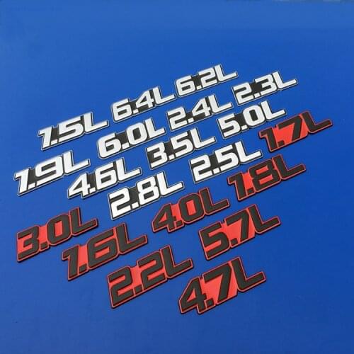 1 Pcs 3D Metal 4.0L 4.6L 4.7L 5.0L 5.7L 6.0L 6.2L 6.4L 7.0L Car Stickers Rear Trunk Emblem Badge Decal for BMW Audi Mazda Toyota