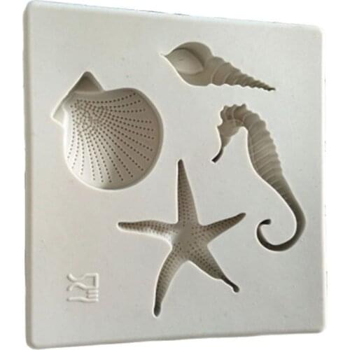 New Conch Starfish Hippocampus Silicone Mold Chocolate Cake Mold Epoxy Fondant Mould H929