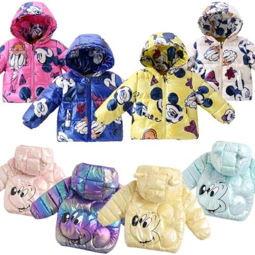 New Winter Jacket for Boys Warm Jacket Childrens Mickey Coat Cotton Padded Clothing Kids Warm Parka Boy Hooded Thick