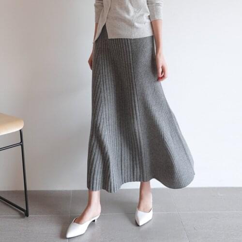Fall new Korean version of retro high waist pleated large skirt long umbrella skirt SR9019