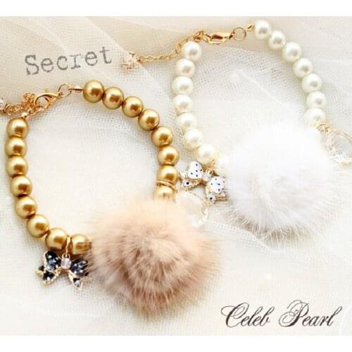 Free Shipping Handmade Beautiful Mink Big Pearl Adjustable Dog Necklace Small Dog Jewelry Sparkly Pet Accessories Poole Yorkie