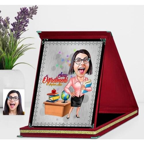 Personalized Women 'S Teacher Caricature Of Red plaque-5