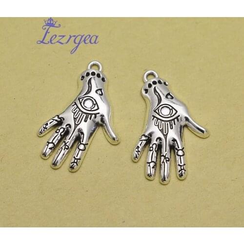 15pcs/lot--30x20mm,Hamsa Hand cham,Antique silver plated hand eye charms,DIY supplies,Jewelry accessories