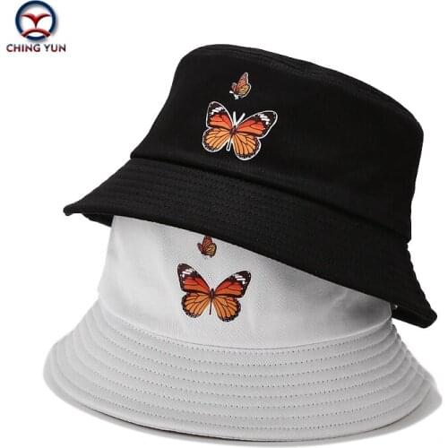 New Hat spring and summer Butterfly pattern The outdoor beach fisherman hat boys and girls students lovely casual sunshade hat