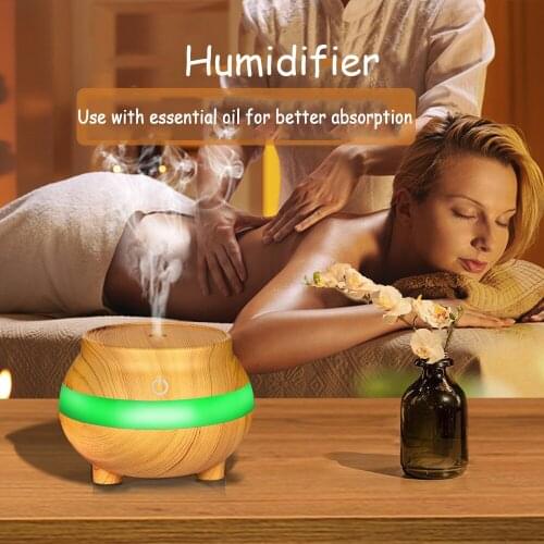 300ml Aroma Essential Oil Diffuser Ultrasonic Air humidifier Wood Aromatherapy Purifier 7 Color LED Night Light For Home Office