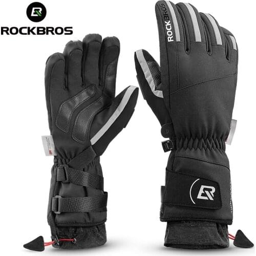 ROCKBROS Bicycle Gloves Winter Warmer Full Finger Bike Gloves Windproof Waterproof Scooter Motorcycling Skiing Cycling Gloves