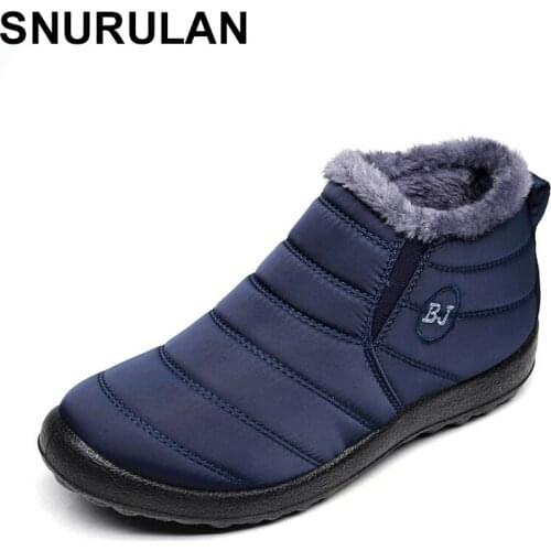 SNURULAN womens winter shoes; plain winter boots with plush lining; non-slip sole; keeping warm; waterproof ski boots