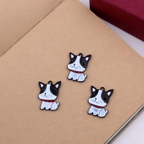 10pcs DIY fashion charms gifts enamels Cream puppy alloy pendant making hair bracelet necklace clothing jewelry Accessories