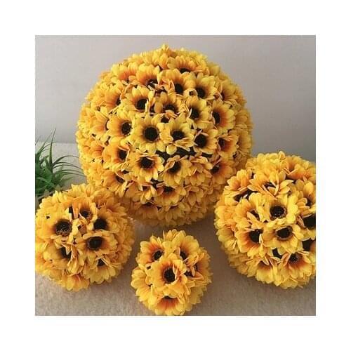 Exellent sunflower wedding kissing ball 35cm Diameter hanging Flower Kissing Balls for Wedding Decoration 10pcs