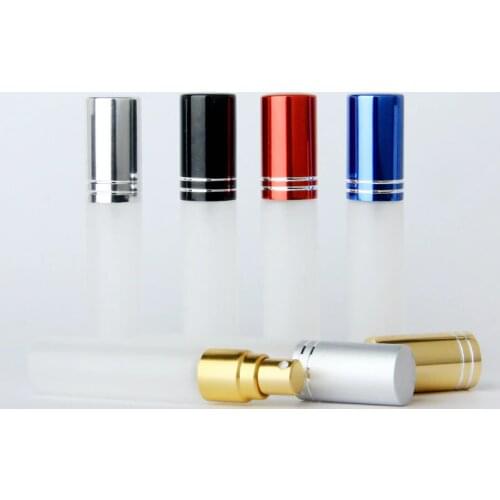 100PCS/Lot 10ml Frosted Glass Atomizer Bottle Refillable Colorfull Aluminum cap Spray Perfume Bottle Travel Bottles Container