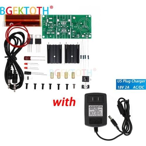 15W Mini Tesla Coil Music Wireless Transmission Board Module DC 15-24V Plasma Stereo Speaker DIY Kit with Adapter