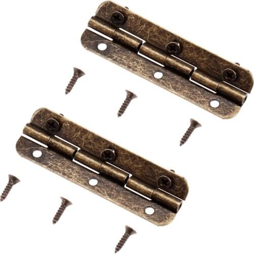 2Pcs Antique Bronze Cabinet Door Luggage Long Hinge 6 Holes Decor Vintage Jewelry Wooden Box Hinges Furniture Fittings 51*16mm