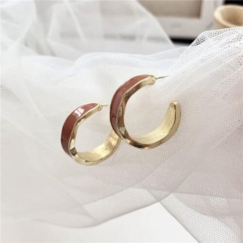 2020 new arrival light pink circle earrings fashion simple wild round holiday earrings statement earrings for women