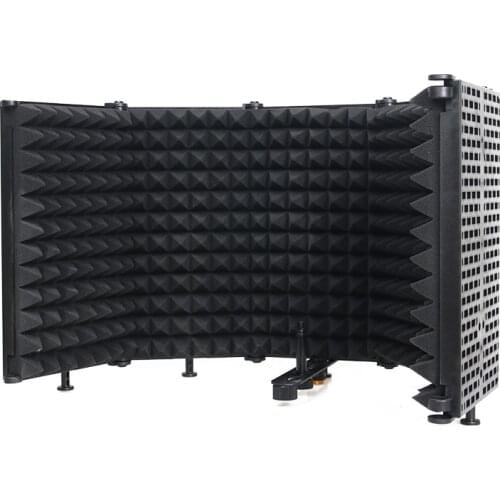 5 Panel Foldable Recording Studio Microphone Isolation Cover Recording Sound-Absorbing Foam Panel with Shock Mount