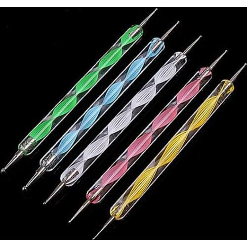 5 Pcs Double Ends Dotting Marbleizing Painting Tool Nail Art Dot Manicure Polish DIY pill dots into petal shapes when doing fine